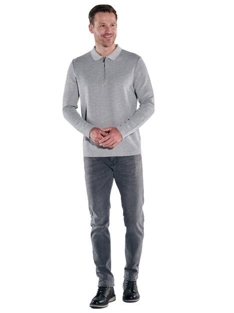 engbers Herren Langarmshirt mit Polokragen , Silbergrau