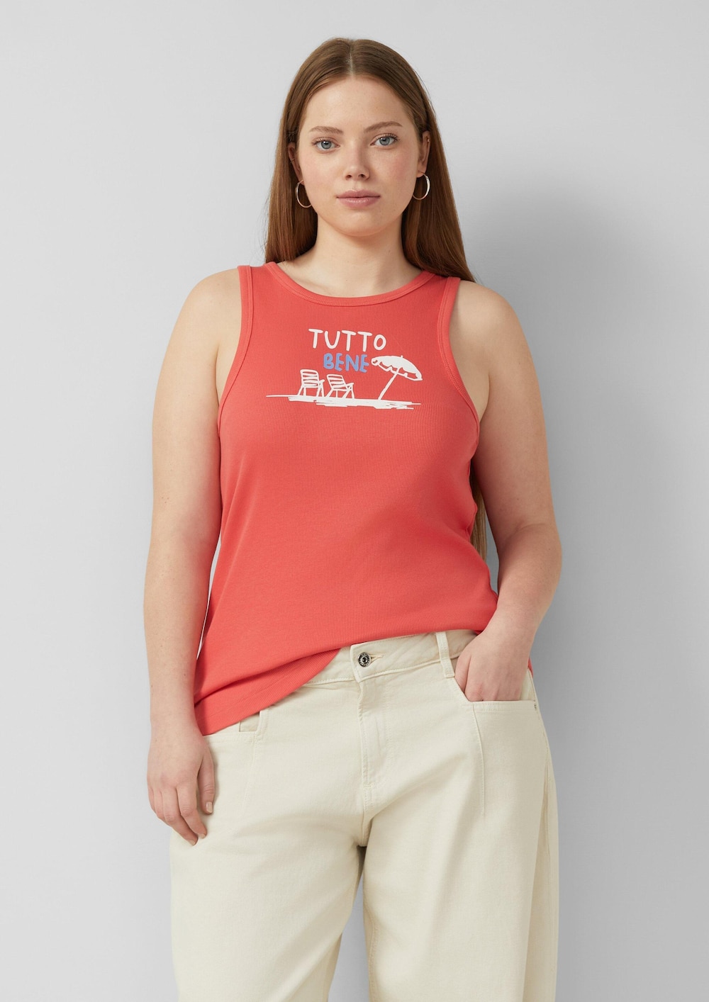 geripptes Tanktop mit Print