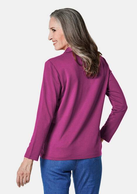 Langarm Poloshirt mit Schmuckband an Knopfleiste