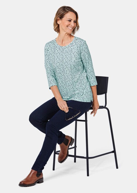 Bedrukt shirt met steentjes