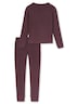 Schiesser Damen Schlafanzug Selected Premium Warming kakaobraun