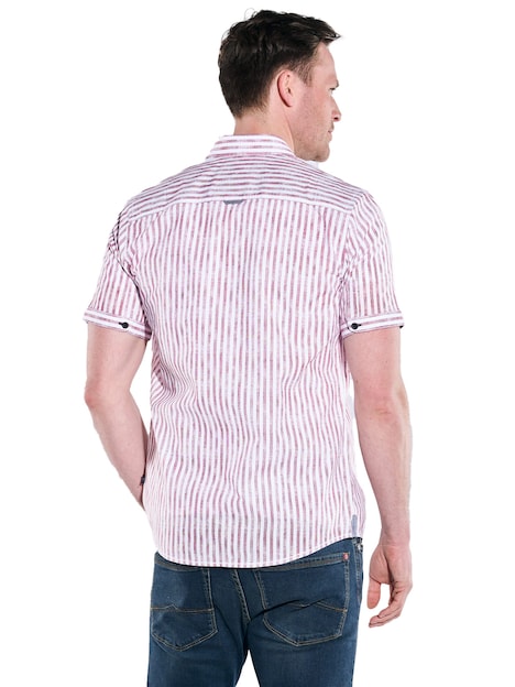 Herren Kurzarm-Hemd strukturiert , Rot