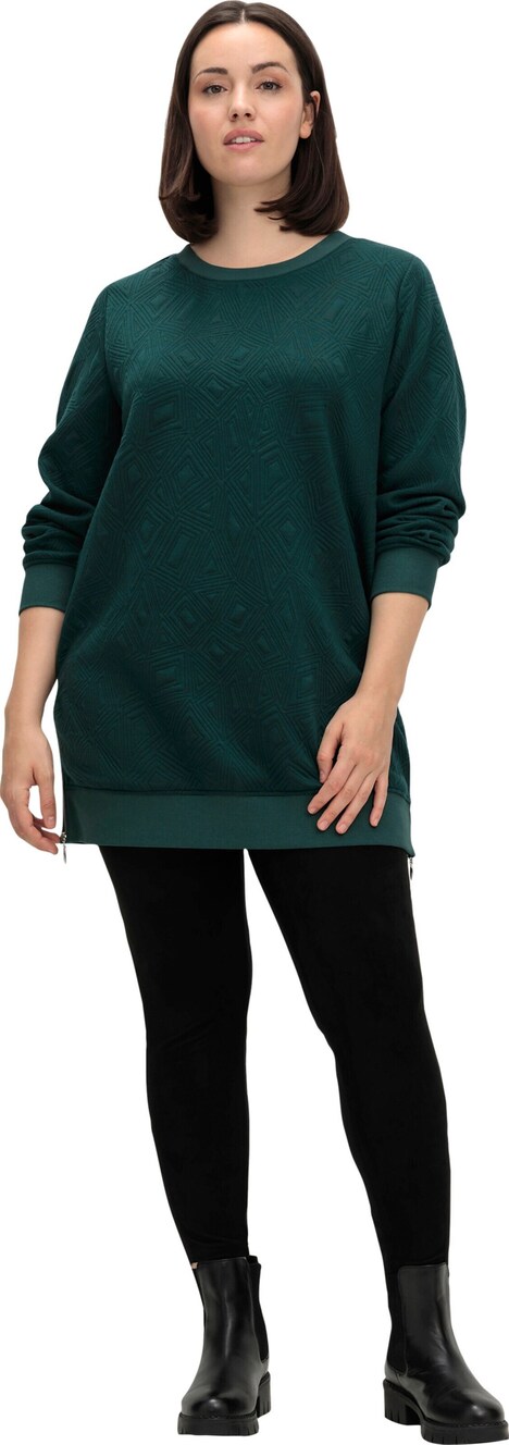 Sweatshirt Langarm Uni Ohne Kragen