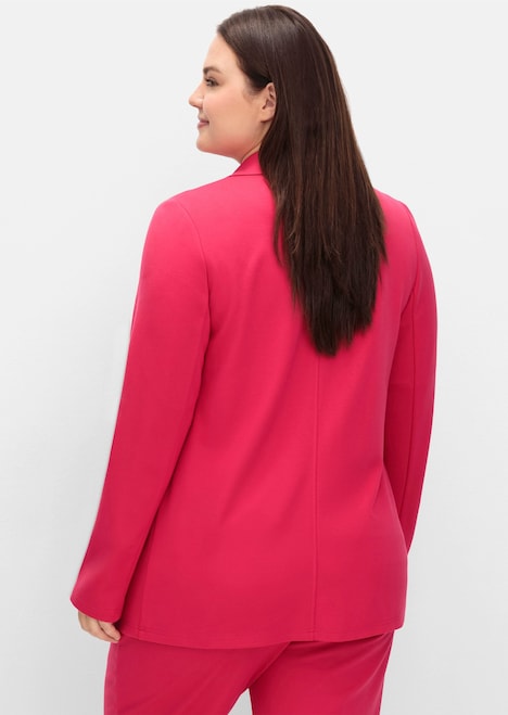 Sweatblazer Blazer mit Reverskragen Langarm Uni Reverskragen