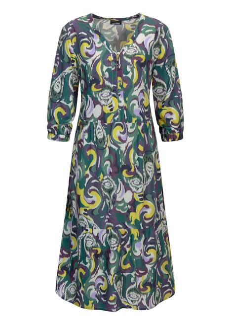 GOLDNER Jurk met print Strokenjurk van soepelvallende viscose