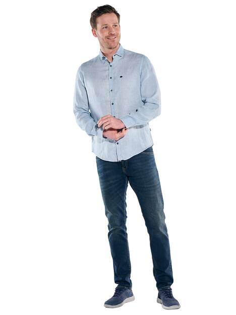engbers Herren Leinenhemd mit gewaschener Optik , Hellblau