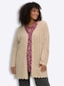 Long-Strickjacke Longstrickjacke mit Ajourmuster Langarm Ohne Kragen