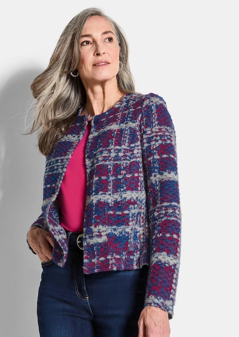 Elegante Jersey-Jacke mit Karomuster