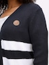 Cardigan Strickjacke mit Kontraststreifen Langarm Ohne Kragen