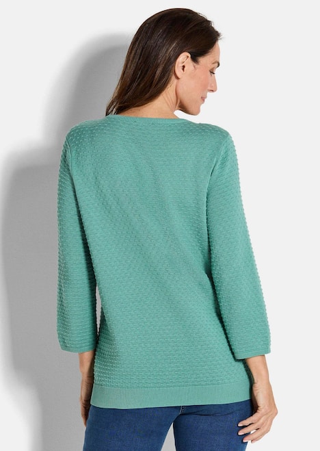Halbarm Baumwollpullover mit Struktur