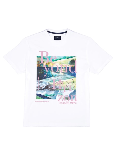 Herren T-Shirt mit Frontprint , Reinweiss