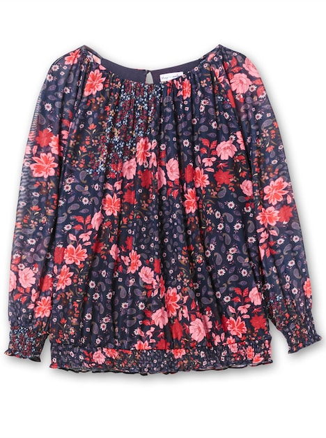 T-Shirt Langarm Blumen Ohne Kragen
