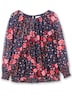T-Shirt Langarm Blumen Ohne Kragen