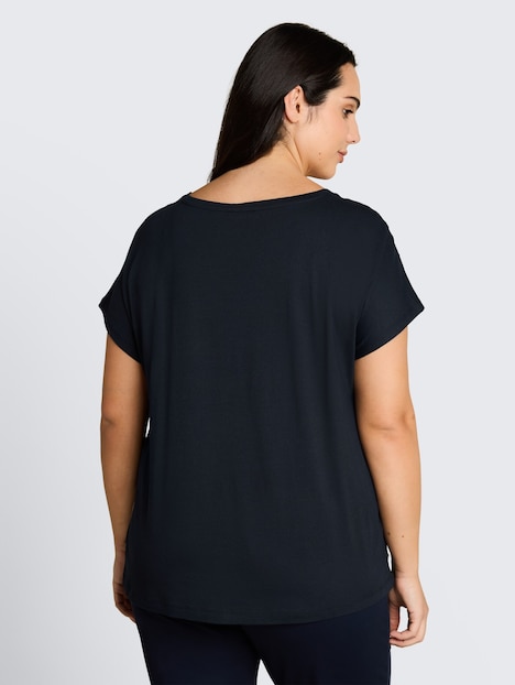 T-Shirt im Material-Mix