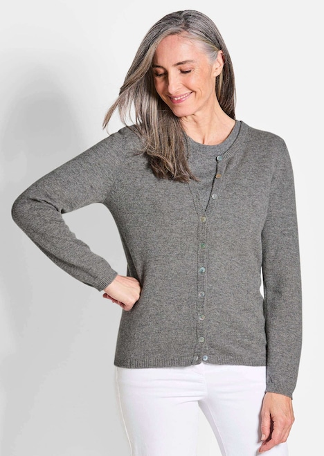 Kaschmirstrickjacke mit Rundhalsausschnitt