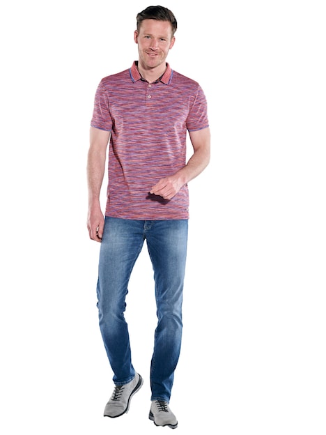 Herren Polo-Shirt meliert , Hellrot