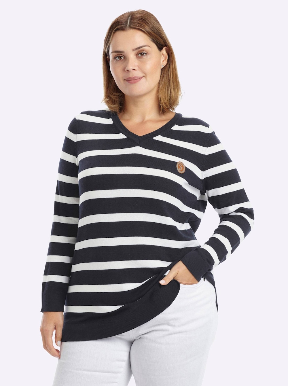 Strickpullover Langarm Jersey Ohne Kragen