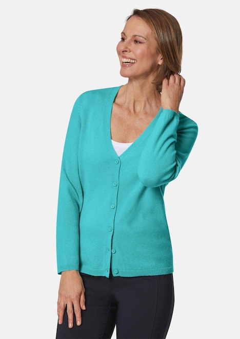 Weiche Kaschmirstrickjacke mit V-Ausschnitt
