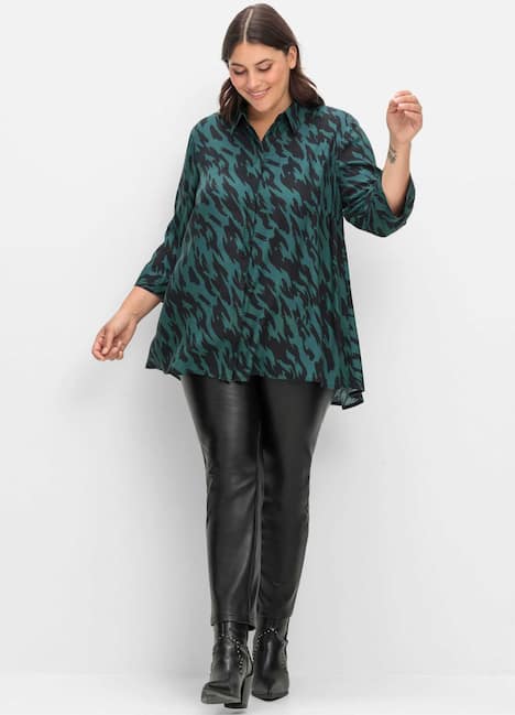 Longbluse 3/4-Arm Sonstiges Muster Hemdkragen