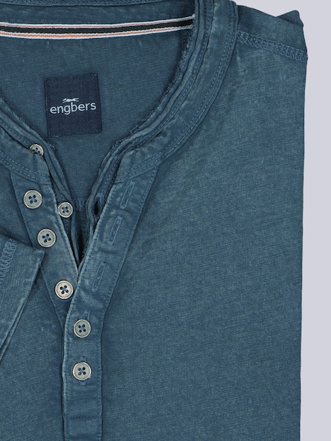 Herren Henley T-Shirt mit Knopfleiste , Indigoblau