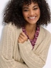 Long-Strickjacke Longstrickjacke mit Ajourmuster Langarm Ohne Kragen