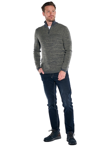Herren Pullover Polokragen , Khaki