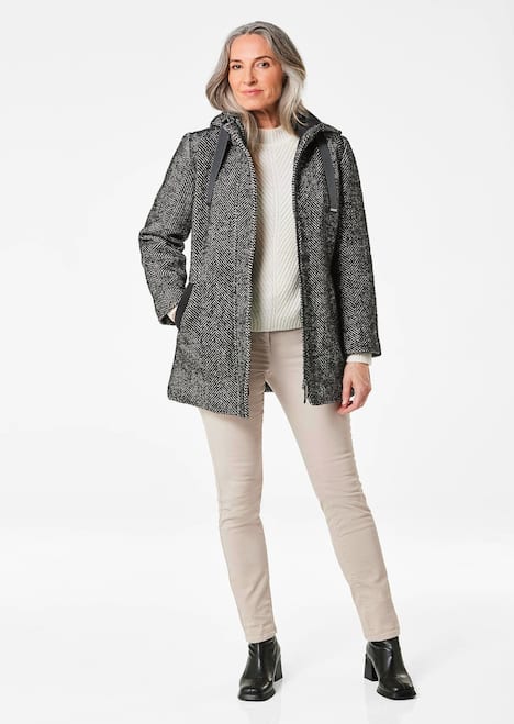 Wollmantel mit Fischgräten-Muster