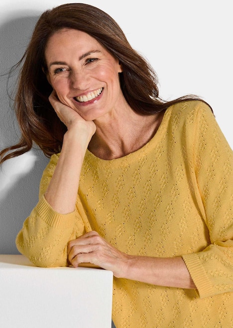 Halbarm Baumwollpullover mit Struktur