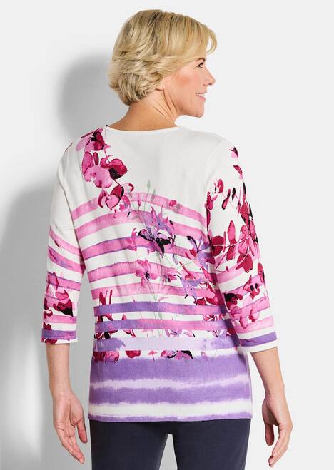 Florales Viskoseshirt mit Streifen