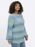 Langarm-Pullover Ajourpullover mit Blockstreifen Langarm Ohne Kragen