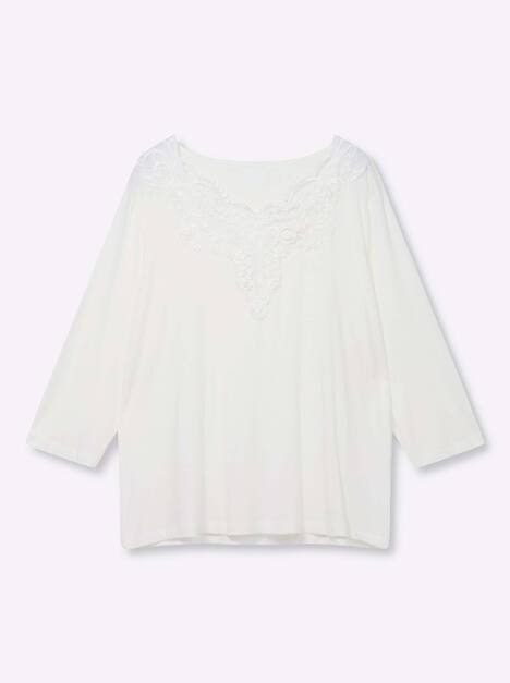 Lyocell-Shirt 3/4-Arm Uni Ohne Kragen