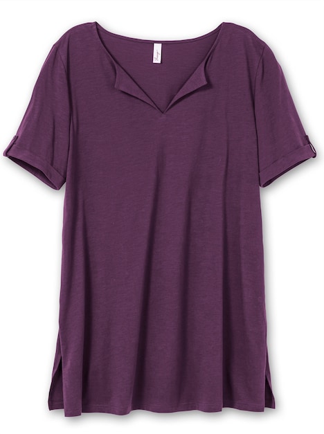 Longshirt Kurzarm Uni Ohne Kragen
