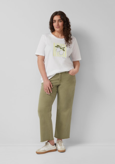 Baumwoll-T-Shirt mit Frontprint und Pailletten