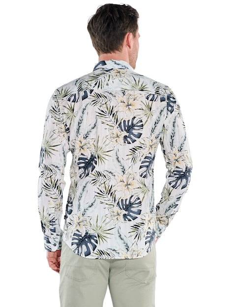 Herren Hemd mit tropischem Muster , Khaki