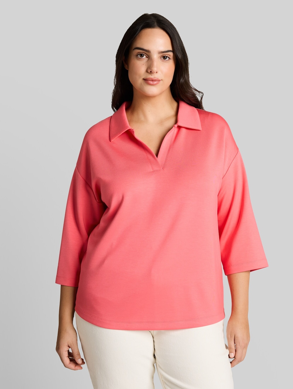 Loose Fit Scuba Langarmshirt mit Polokragen