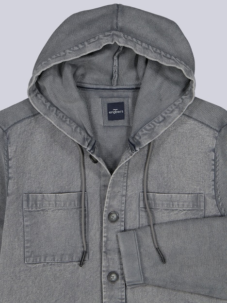 engbers Herren Cardigan mit Kapuze , Dunkelgrau