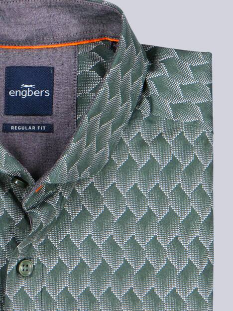 engbers Herren Langarm-Hemd gemustert , Oliv