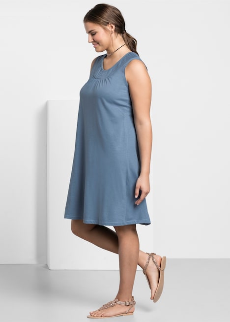 Jerseykleid Ärmellos Uni Ohne Kragen