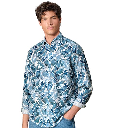 Leinenhemd Print Casual Fit