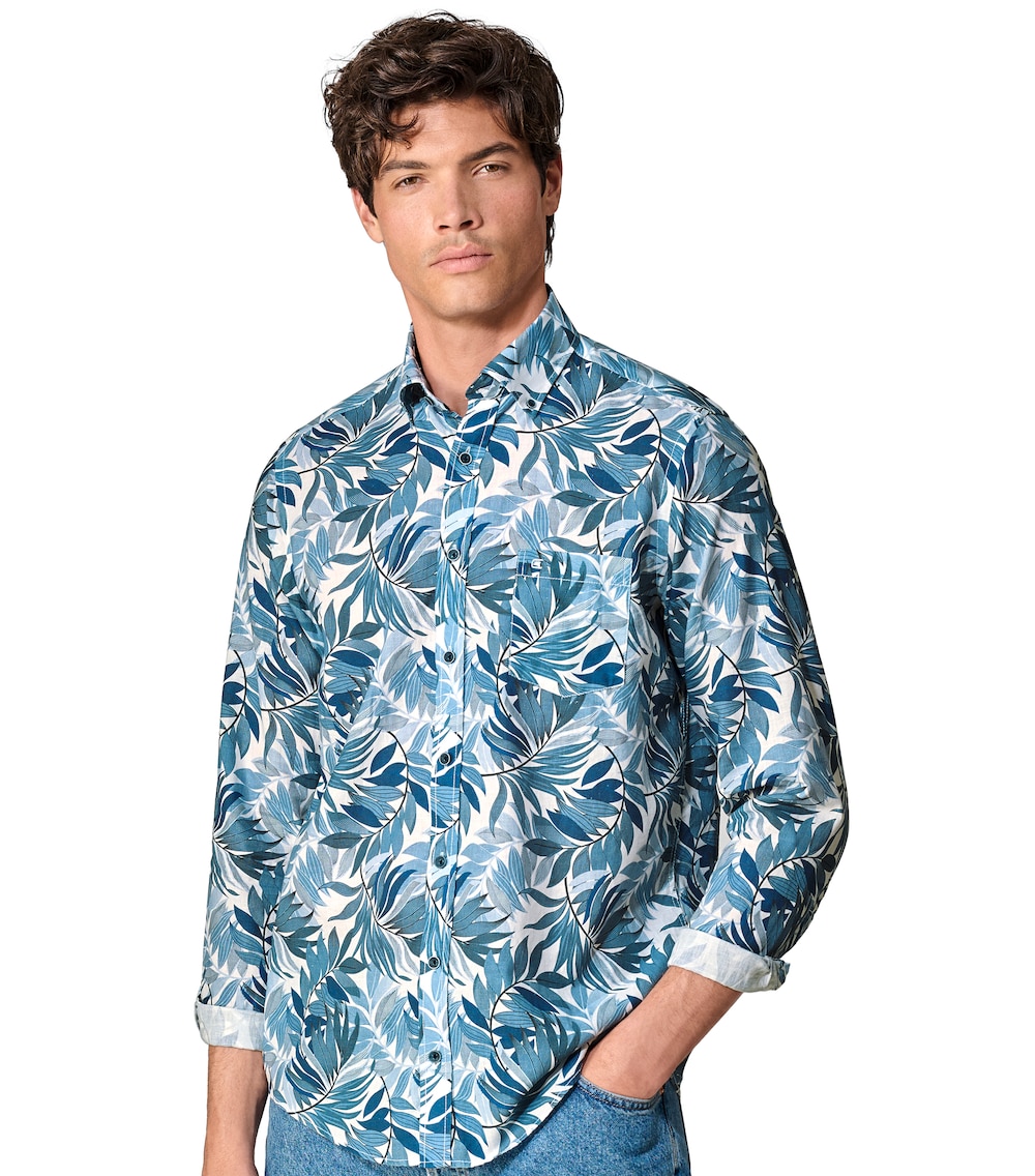 Leinenhemd Print Casual Fit