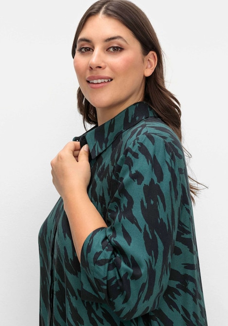 Longbluse 3/4-Arm Sonstiges Muster Hemdkragen