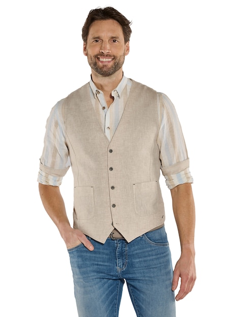 Herren Sakko-Weste mit Leinenanteil , Beige