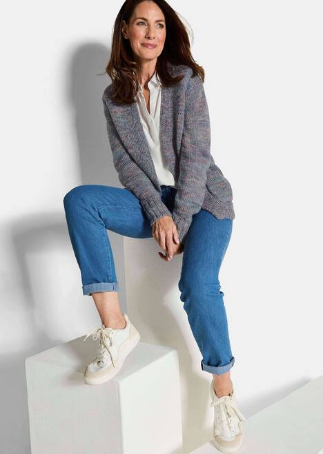 Langarm Melange-Cardigan, flauschig