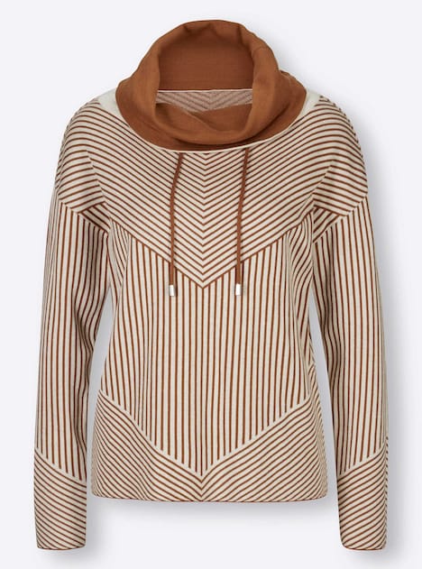 Pullover Langarm Jacquard, Jersey Sonstiges Muster Rollkragen