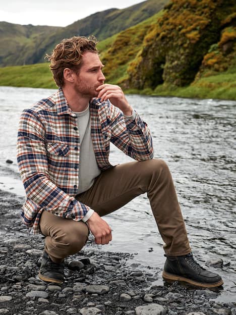 engbers Herren Langarm-Hemd kariert , Rostorange