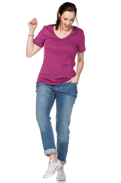 T-Shirt Kurzarm Uni Ohne Kragen