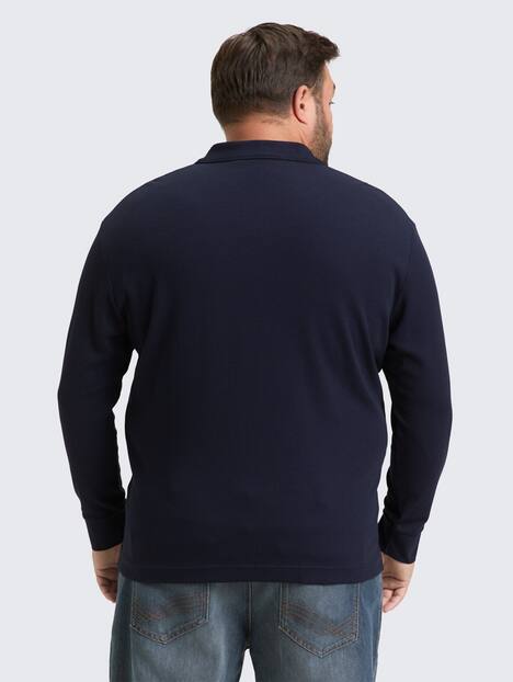 Langarm Poloshirt mit Waffelstruktur