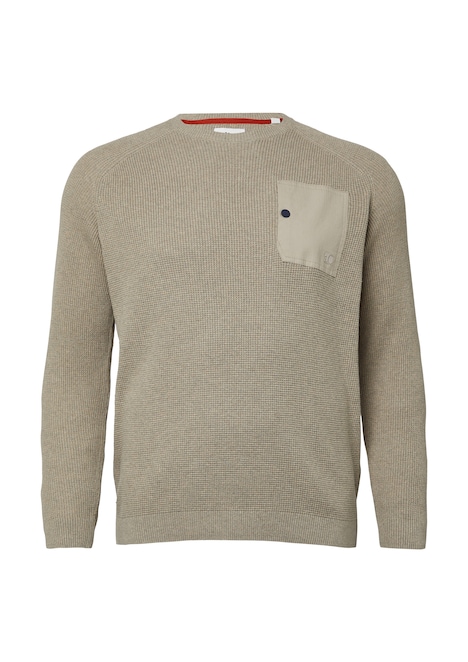 Baumwoll-Pullover mit aufgesetzter Brusttasche