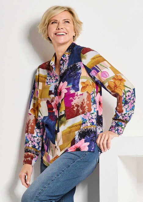 Viscose blouse met patchworkprint