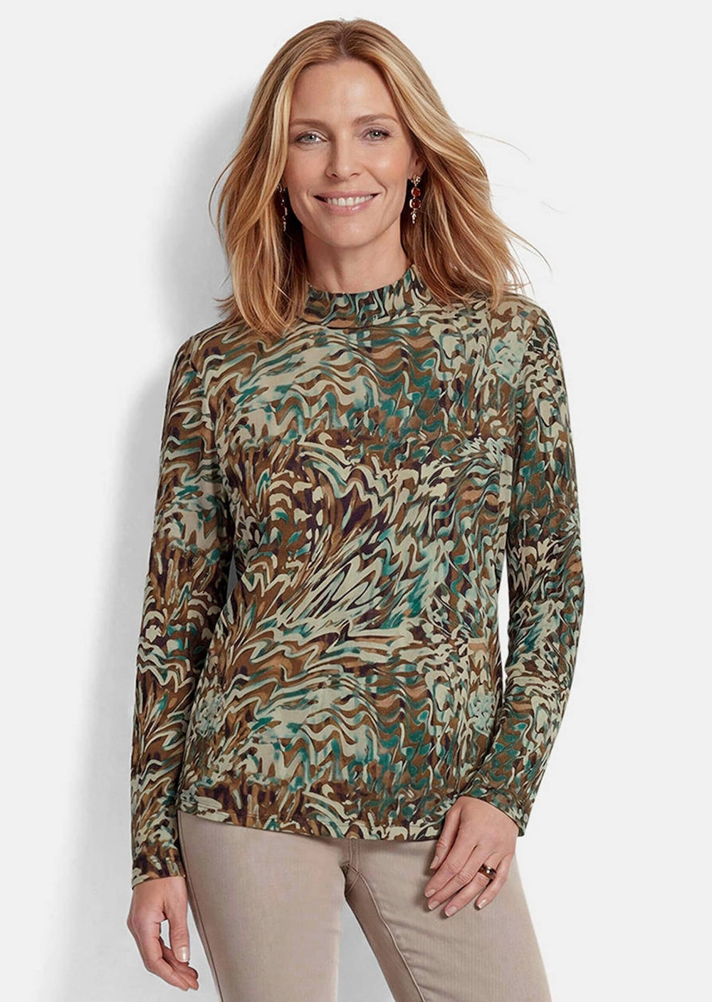 Shirt met opstaande kraag en lange mouwen